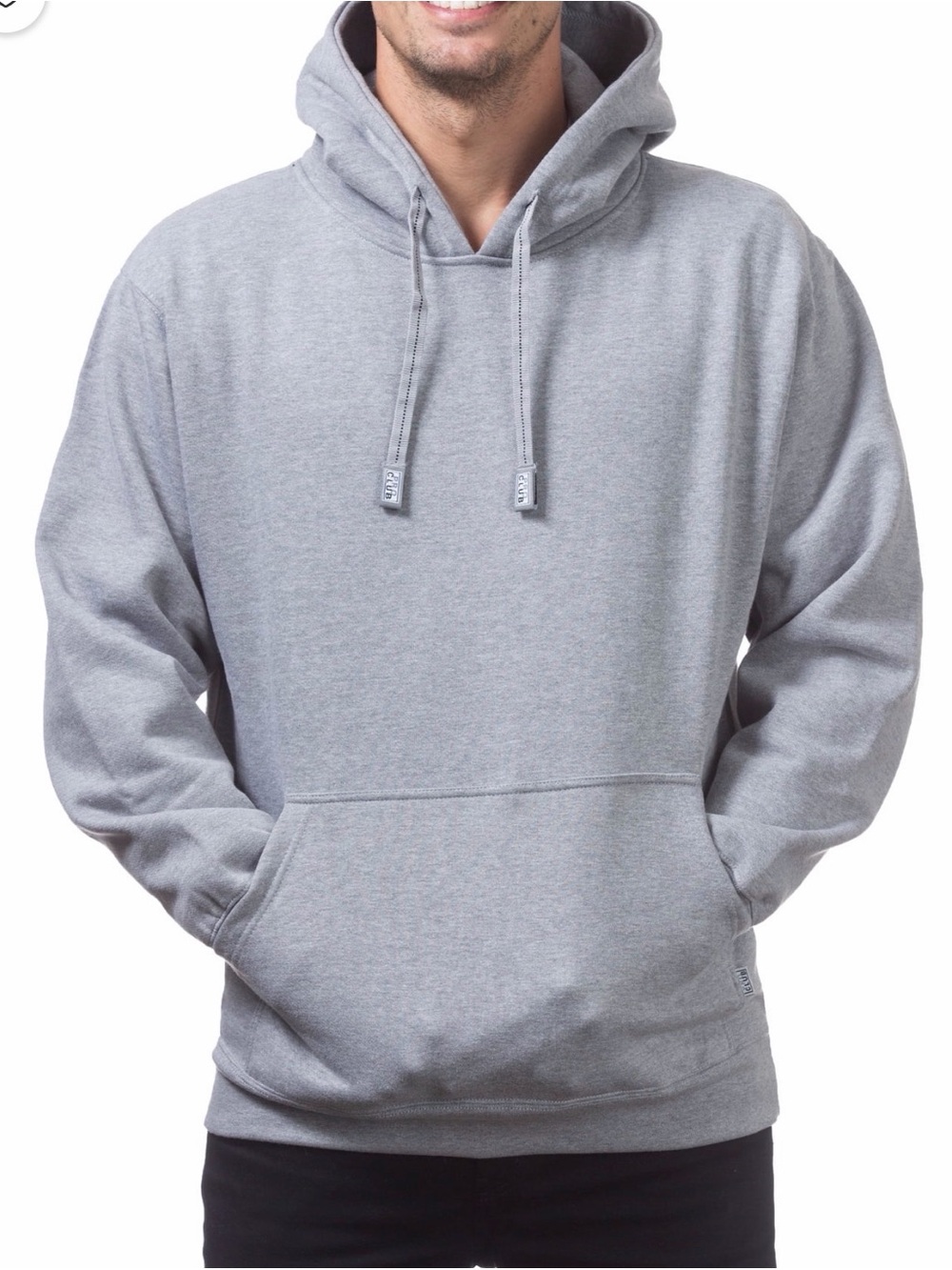 Men's Light Gray Pullover Hoodie with Kangaroo Pocket